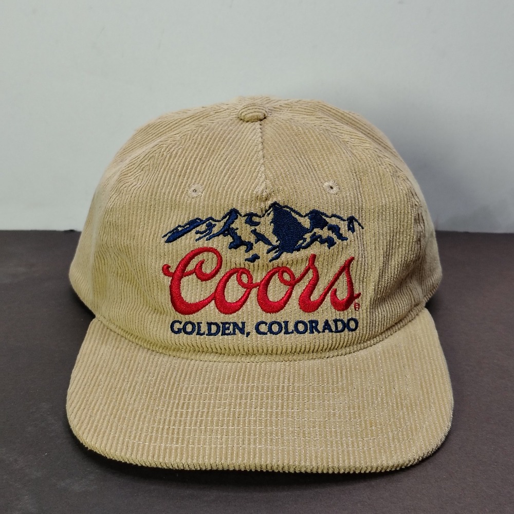 Coors Banquet Beer Hat Cap Tan Corduroy Snapback Golden Colorado Embroidered